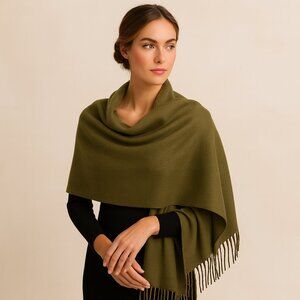 Super Soft Wrap Cashmere-Feel Large Scarf Olive Green
